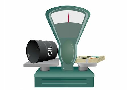 drawing on dollar bill - Trade balance with a barrel of oil and a bundle of banknotes. An abstract image of the cost of the goods Stock Photo - Budget Royalty-Free & Subscription, Code: 400-05876389