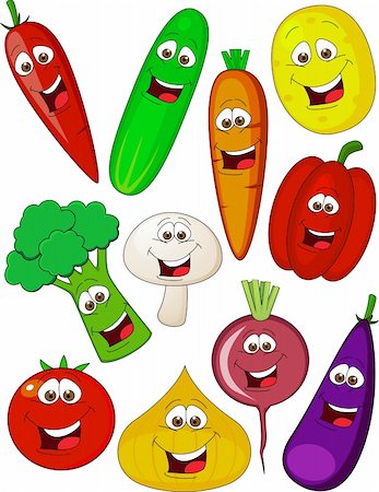 simsearch:400-09050960,k - Vegetable cartoon character illustration Foto de stock - Super Valor sin royalties y Suscripción, Código: 400-05876676