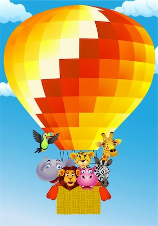 Animal cartoon on balloon  illustration Stock Photo - Budget Royalty-Free & Subscription, Code: 400-05876688