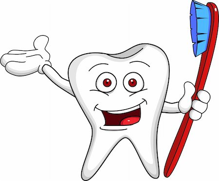 Tooth character with brush illustration Stock Photo - Budget Royalty-Free & Subscription, Code: 400-05876680