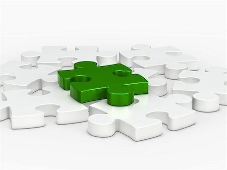 simsearch:400-07258941,k - 3d green puzzle piece on white puzzle Stock Photo - Budget Royalty-Free & Subscription, Code: 400-05876884