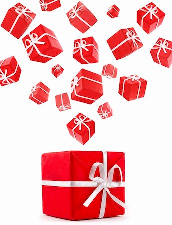 simsearch:400-06070265,k - flying red gift boxes cut out from white Stock Photo - Budget Royalty-Free & Subscription, Code: 400-05876941