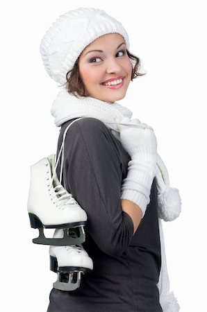 skating ice background - Pretty girl with figure skates on her shoulders Stock Photo - Budget Royalty-Free & Subscription, Code: 400-05877103