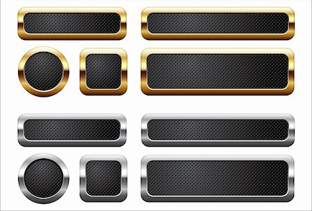 shiny black carbon - Metallic and golden buttons Stock Photo - Budget Royalty-Free & Subscription, Code: 400-05877135