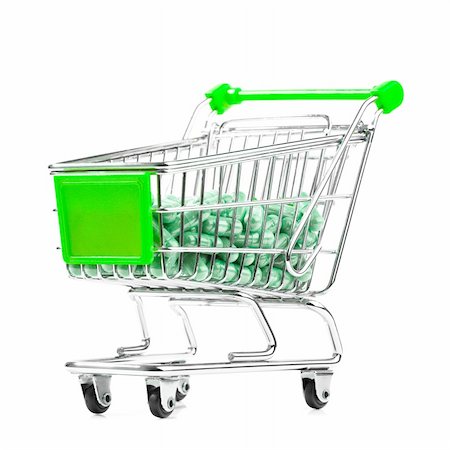 Carts on a white background filled with pills Stock Photo - Budget Royalty-Free & Subscription, Code: 400-05877208