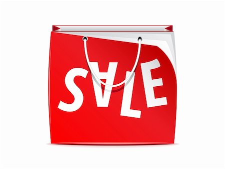 symbol present - Red shopping bag with sale symbol on white background. Vector illustration Stock Photo - Budget Royalty-Free & Subscription, Code: 400-05877288