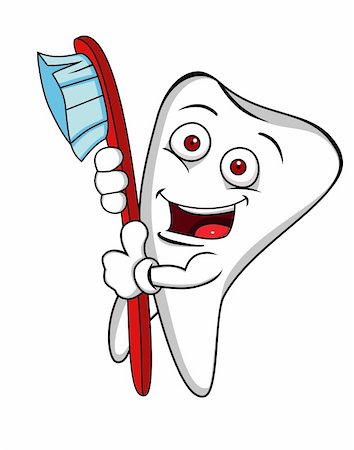 Tooth character with brush illustration Stock Photo - Budget Royalty-Free & Subscription, Code: 400-05877295