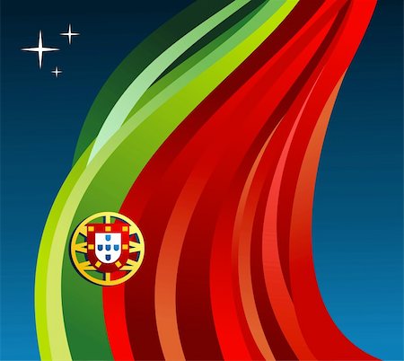 simsearch:400-05877381,k - Portugal flag illustration fluttering on blue background. Vector file available. Stock Photo - Budget Royalty-Free & Subscription, Code: 400-05877381