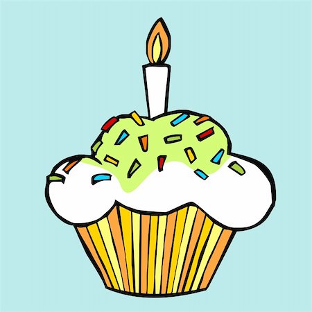 simsearch:400-04409557,k - Colorful celebration muffin on light blue background Stockbilder - Microstock & Abonnement, Bildnummer: 400-05877390