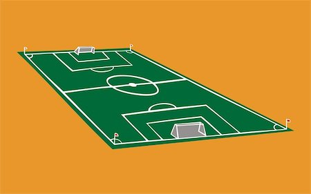 Soccer field illustration in perspective over orange background. Stock Photo - Budget Royalty-Free & Subscription, Code: 400-05877391