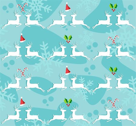 simsearch:400-05710794,k - Christmas decorative elements and reindeers seamless pattern background. Vector illustration. Foto de stock - Super Valor sin royalties y Suscripción, Código: 400-05877403