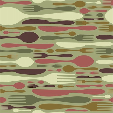 simsearch:400-05877482,k - Cutlery icons seamless pattern background. Fork, knife and spoon silhouettes on different sizes and colors. Vector available. Stock Photo - Budget Royalty-Free & Subscription, Code: 400-05877482