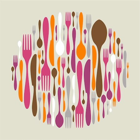 simsearch:400-05877482,k - Circle shape made of cutlery icons. Fork, knife and spoon silhouettes. Vector avaliable Stock Photo - Budget Royalty-Free & Subscription, Code: 400-05877529