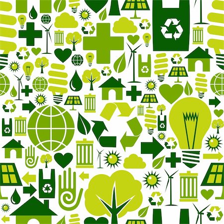 Green attitude environmental icons set seamless pattern background. Stock Photo - Budget Royalty-Free & Subscription, Code: 400-05877544