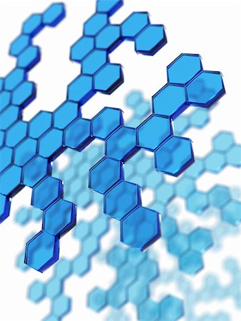 3D rendering of blue transparent hexagons Stock Photo - Budget Royalty-Free & Subscription, Code: 400-05877710