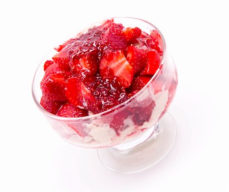 eating sundae - Ice cream with fresh strawberry and raspberry jam Stock Photo - Budget Royalty-Free & Subscription, Code: 400-05878037