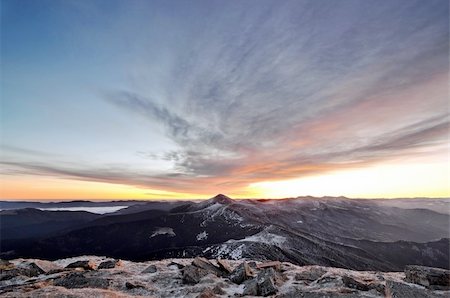 swiss alps sunset - morning in carpathian mountains. Chornogora ridge Stock Photo - Budget Royalty-Free & Subscription, Code: 400-05878151