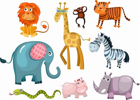 forest cartoon illustration - animal set Stock Photo - Budget Royalty-Free & Subscription, Code: 400-05878261