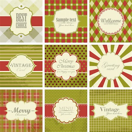 Vector set of christmas vintage backgrounds. Stock Photo - Budget Royalty-Free & Subscription, Code: 400-05878780