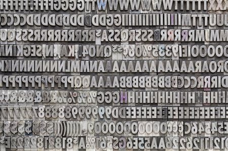 puntuación - background of letters, numbers and punctuation symbols in old grunge metal movable typeset Foto de stock - Super Valor sin royalties y Suscripción, Código: 400-05878831
