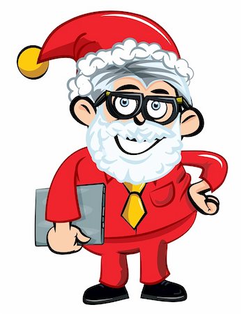 simsearch:400-06179023,k - Cartoon Santa office worker. Isolated on white Photographie de stock - Aubaine LD & Abonnement, Code: 400-05878965