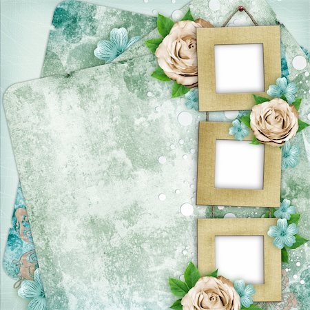 Beautiful album page in scrapbook style with frames for photo,  rose (1 of set) Stock Photo - Budget Royalty-Free & Subscription, Code: 400-05879040
