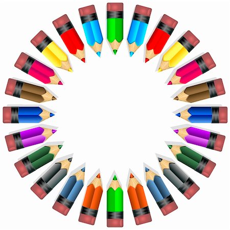 simsearch:400-06388011,k - Colorful wooden pencil illustrations, sorted in circle and ready to use. Stock Photo - Budget Royalty-Free & Subscription, Code: 400-05879319