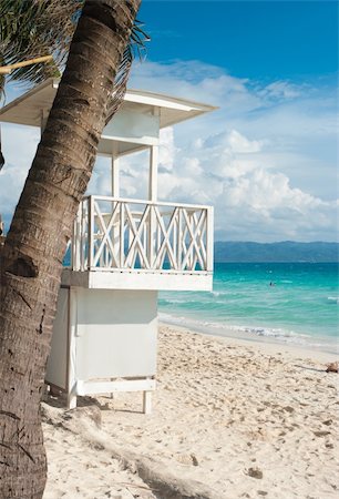 simsearch:400-05011594,k - white life guard tower on Boracay white beach, Philippines Stock Photo - Budget Royalty-Free & Subscription, Code: 400-05879367