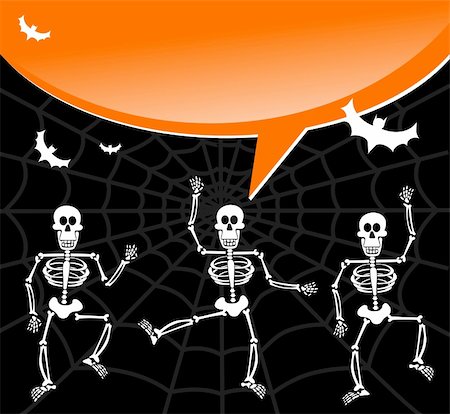 Dancing skeletons with speech bubble invitation. Scary background. Vector available Stock Photo - Budget Royalty-Free & Subscription, Code: 400-05879492