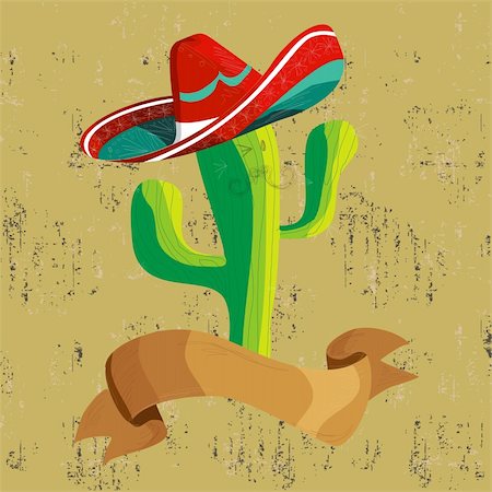 simsearch:400-06202501,k - Mexican funny cactus cartoon character illustration over grunge background. Useful for menu design. Fotografie stock - Microstock e Abbonamento, Codice: 400-05879529