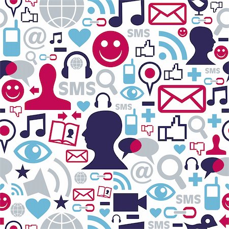 simsearch:400-04295006,k - Social media network icons set seamless pattern background Stock Photo - Budget Royalty-Free & Subscription, Code: 400-05879551