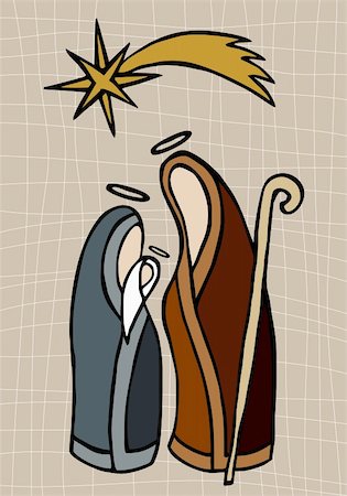 simsearch:400-07215701,k - Christmas season: Jesus, Mary and Joseph under the shining star of Bethlehem Foto de stock - Super Valor sin royalties y Suscripción, Código: 400-05879560