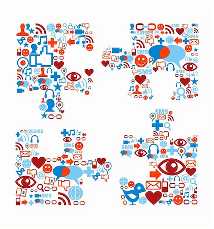 simsearch:400-04295006,k - Social media icons set in puzzle shape composition Stock Photo - Budget Royalty-Free & Subscription, Code: 400-05879576