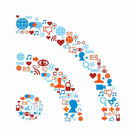 simsearch:400-05877445,k - Social media icons set in RSS symbol shape composition Foto de stock - Super Valor sin royalties y Suscripción, Código: 400-05879578