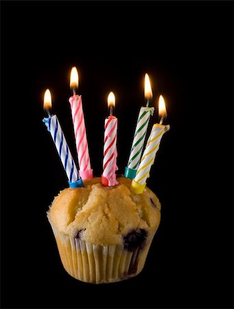 stockarch (artist) - a small cupcake with 5 lit candles on top Stock Photo - Budget Royalty-Free & Subscription, Code: 400-05879747