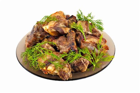 Fried meat on stones on a white background Stock Photo - Budget Royalty-Free & Subscription, Code: 400-05879987