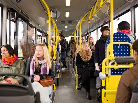 Large group of People going by bus Stock Photo - Budget Royalty-Free & Subscription, Code: 400-05884017