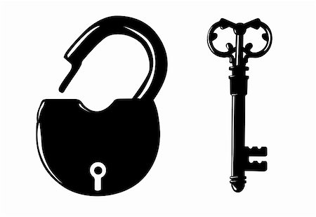 painting metal safety - padlock silhouette on white background Stock Photo - Budget Royalty-Free & Subscription, Code: 400-05884417