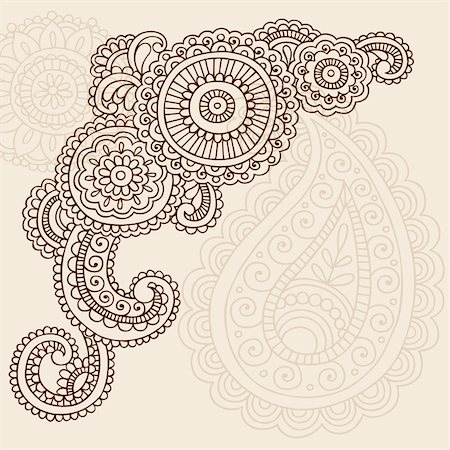 Henna Mehndi Doodles Abstract Floral Mandala and Paisley Vector Illustration Design Elements. Vector is an AI file. Stock Photo - Budget Royalty-Free & Subscription, Code: 400-05884442