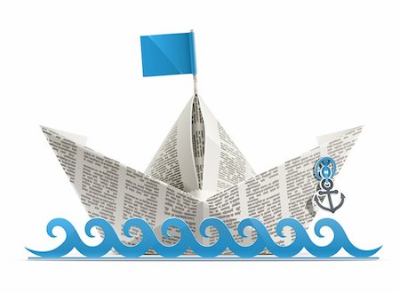 scrollwork - paper ship origami vector illustration isolated on white background Photographie de stock - Aubaine LD & Abonnement, Code: 400-05884602