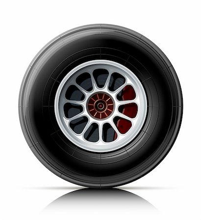 sports car wheel vector illustration isolated on white background Stock Photo - Budget Royalty-Free & Subscription, Code: 400-05884612