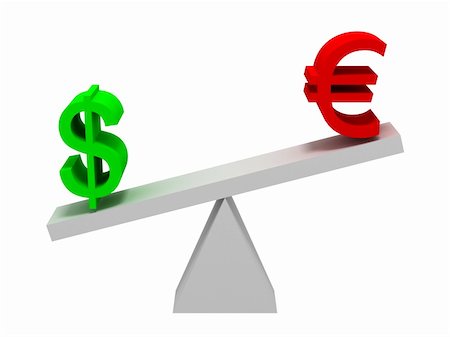 scale 3d - Dollar and Euro Symbols Balancing, 3d image Stock Photo - Budget Royalty-Free & Subscription, Code: 400-05885028