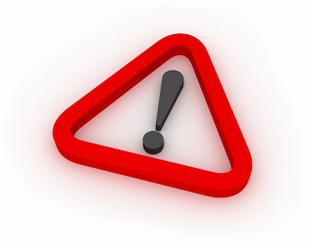 exclamation - Red triangular warning sign over white background Stock Photo - Budget Royalty-Free & Subscription, Code: 400-05885045