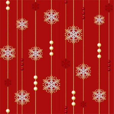 striped wrapping paper - Red Christmas Seamless with beads and snowflakes Stock Photo - Budget Royalty-Free & Subscription, Code: 400-05885094