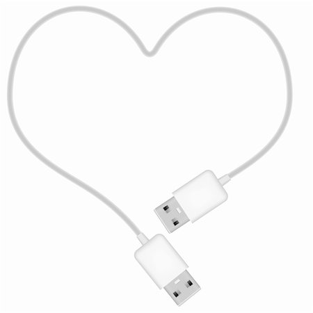 Illustration of Heart Shaped USB Cable Isolated on White Stock Photo - Budget Royalty-Free & Subscription, Code: 400-05885105