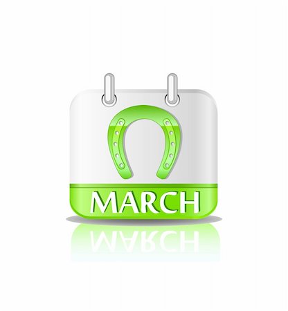 Green calendar icon on March 17th. Saint Patrick's day vector illustration Stock Photo - Budget Royalty-Free & Subscription, Code: 400-05885148