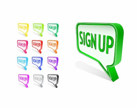 simsearch:400-04865256,k - Bubble Sign Up Icon Set. Illustration isolated on white background Stock Photo - Budget Royalty-Free & Subscription, Code: 400-05885142