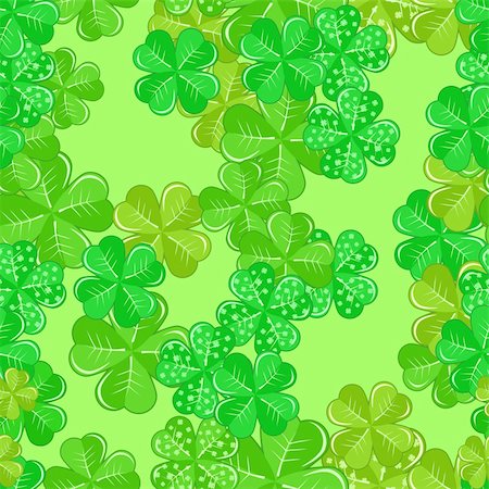 simsearch:400-05916903,k - Seamless Patrick's Pattern With Green Shamrocks On Light Green Backdrop Fotografie stock - Microstock e Abbonamento, Codice: 400-05885157