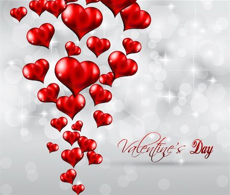 simsearch:400-05368256,k - Valentine's Day Flyer with a glitter vintage background, and glossy red hearts flying over the air. Stock Photo - Budget Royalty-Free & Subscription, Code: 400-05885438