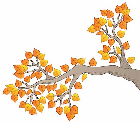 simsearch:400-05885717,k - Cartoon tree branch with leaves 2 - vector illustration. Stock Photo - Budget Royalty-Free & Subscription, Code: 400-05885688